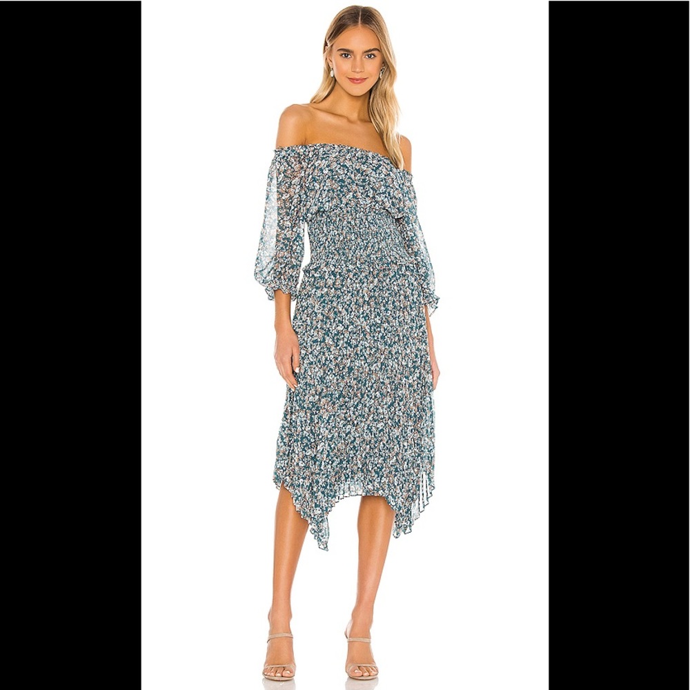 Lovers + Friends Off-Shoulder Blue Floral Blouse